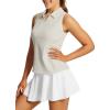 imagebaleaf Womens Golf Shirt Sleeveless Tennis Tank Tops VNeck Racerback Polo Collar UPFRacerbackraw Linen