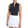 imagebaleaf Womens Golf Shirt Sleeveless Tennis Tank Tops VNeck Racerback Polo Collar UPFRegularblack