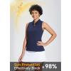 imagebaleaf Womens Golf Shirt Sleeveless Tennis Tank Tops VNeck Racerback Polo Collar UPFRegularblue