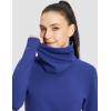 imagebaleaf Womens Thermal Long Sleeve Shirts Fleece Mock Neck Top Warm Undershirts with Detachable Neck Gaiter ThumbholesBlue