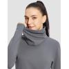 imagebaleaf Womens Thermal Long Sleeve Shirts Fleece Mock Neck Top Warm Undershirts with Detachable Neck Gaiter ThumbholesLight Grey