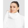 imagebaleaf Womens Thermal Long Sleeve Shirts Fleece Mock Neck Top Warm Undershirts with Detachable Neck Gaiter ThumbholesWhite