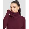 imagebaleaf Womens Thermal Long Sleeve Shirts Fleece Mock Neck Top Warm Undershirts with Detachable Neck Gaiter ThumbholesWine Red