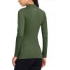 imagebaleaf Womens Thermal Tops Fleece Shirts Running Workout Athletic Base Layer Warm Cold Weather Gear Mock NeckArmy Greenmock Neck