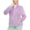 imagebaleaf Womens Fleece Full Zip Up Jacket Fuzzy Lightweight Warm Middle Layer Ski Jacket Winter CoatLight Purple