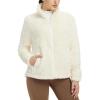 imagebaleaf Womens Fleece Full Zip Up Jacket Fuzzy Lightweight Warm Middle Layer Ski Jacket Winter CoatStar White