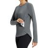 imagebaleaf Womens Thermal Tops Fleece Lined Shirts Long Sleeve Cold Weather Running Gear Workout Zipper Pocket Thumbholes01dark Grey