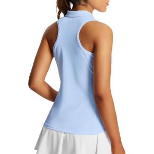 imagebaleaf Womens Golf Shirt Sleeveless Tennis Tank Tops VNeck Racerback Polo Collar UPFRacerbacklight Blue