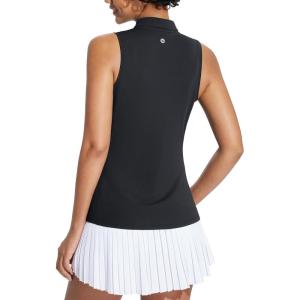 imagebaleaf Womens Golf Shirt Sleeveless Tennis Tank Tops VNeck Racerback Polo Collar UPFRegularblack