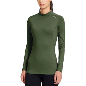 imagebaleaf Womens Thermal Tops Fleece Shirts Running Workout Athletic Base Layer Warm Cold Weather Gear Mock NeckArmy Greenmock Neck