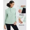 imagebaleaf Womens 14 Buttom Down Fleece Pullover Thermal Long Sleeve Shirts Ski Mid Layer with Pockets Thumbhole Warm TopsGreen