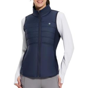imagebaleaf Womens Lightweight Puffer Warm Vest Thermal Water Resistant Outwear Sleeveless Jacket Zip Pocket Winter OutdoorNavy Blue
