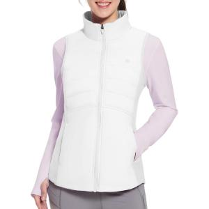 imagebaleaf Womens Lightweight Puffer Warm Vest Thermal Water Resistant Outwear Sleeveless Jacket Zip Pocket Winter OutdoorWhite