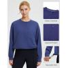 imagebaleaf Womens Fleece Lined Cropped Sweatshirt Thermal Loose Fit Pullover Long Sleeve Running Athletic Top with PocketNavy Blue