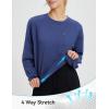 imagebaleaf Womens Fleece Lined Cropped Sweatshirt Thermal Loose Fit Pullover Long Sleeve Running Athletic Top with PocketNavy Blue