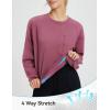 imagebaleaf Womens Fleece Lined Cropped Sweatshirt Thermal Loose Fit Pullover Long Sleeve Running Athletic Top with PocketRose Red