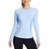 imagebaleaf Womens Long Sleeve Workout Tops Compression Running Shirts Fitted Athletic Warm Thumbholes Quick Dry YogaBlueno Pocket