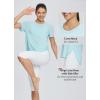 imagebaleaf Womens Short Sleeve Workout Shirts Tops Athletic Yoga Running Shirts Loose Fit with Side Slits Quick Dry TShirtsPastel Blue