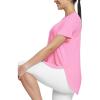 imagebaleaf Womens Short Sleeve Workout Shirts Tops Athletic Yoga Running Shirts Loose Fit with Side Slits Quick Dry TShirtsPink