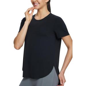 imagebaleaf Womens Short Sleeve Workout Shirts Tops Athletic Yoga Running Shirts Loose Fit with Side Slits Quick Dry TShirtsBlack