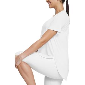imagebaleaf Womens Short Sleeve Workout Shirts Tops Athletic Yoga Running Shirts Loose Fit with Side Slits Quick Dry TShirtsWhite