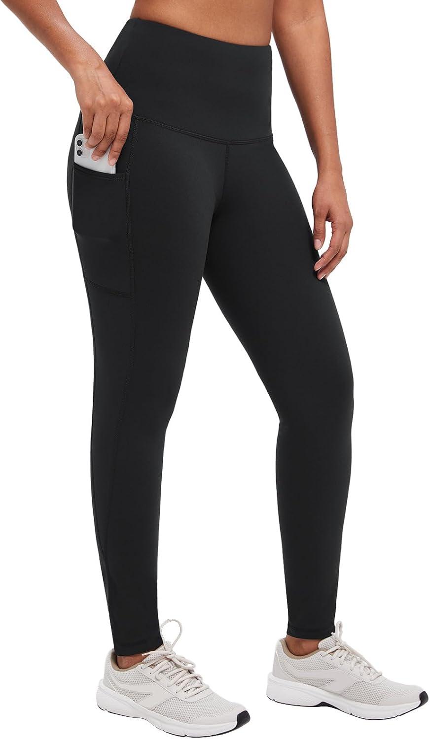 imagebaleaf Leggings for Women Fleece Lined Tights Thermal Warm Winter High Waisted Thick Yoga Pants Cold Weather Inner PocketBlack