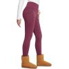 imagebaleaf Womens Thick Fleece Lined Leggings Winter Warm Thermal High Waisted Tummy Control Snow Ski PantsWine Red