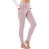 imagebaleaf Leggings for Women Fleece Lined Tights Thermal Warm Winter High Waisted Thick Yoga Pants Cold Weather Inner PocketLight Purple