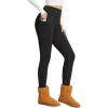 imagebaleaf Womens Fleece Lined Leggings Thick Soft Winter Warm Thermal Waterproof High Waisted Pockets Hiking Running SkiingBlack