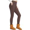 imagebaleaf Womens Fleece Lined Leggings Thick Soft Winter Warm Thermal Waterproof High Waisted Pockets Hiking Running SkiingDark Brown