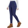 imagebaleaf Womens Thick Fleece Lined Leggings Winter Warm Thermal High Waisted Tummy Control Snow Ski PantsNavy Blue