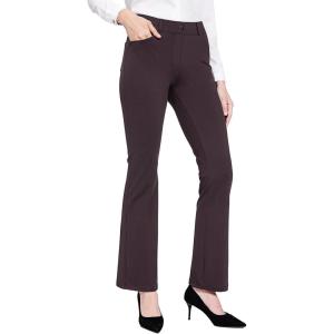 imagebaleaf Womens Yoga Dress Pants Stretchy Work Slacks Business Casual Straight LegBootcut Pull on Trousers w 4 PocketsChocolate Brown