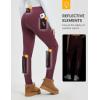 imagebaleaf Thick Leggings for Women Water Resistant Snow Pants Fleece Lined Leggings Winter Ski Hiking Pants with Zip PocketsWine Red