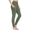 imagebaleaf Womens Fleece Lined Leggings Thermal Warm Winter Tights High Waisted Thick Yoga Pants Cold Weather with PocketsArmy Green