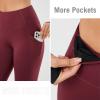 imagebaleaf Womens Fleece Lined Leggings Thermal Warm Winter Tights High Waisted Thick Yoga Pants Cold Weather with PocketsRuby Wine