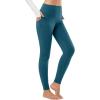 imagebaleaf Womens Fleece Lined Leggings Thermal Warm Winter Tights High Waisted Thick Yoga Pants Cold Weather with PocketsUtility Blue