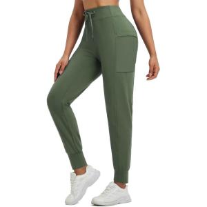 imagebaleaf Womens Fleece Lined Pants Thermal WaterResistant Winter Joggers Warm Running Athletic Sweatpants with PocketsArmy Green