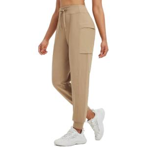 imagebaleaf Womens Fleece Lined Pants Thermal WaterResistant Winter Joggers Warm Running Athletic Sweatpants with PocketsBrown