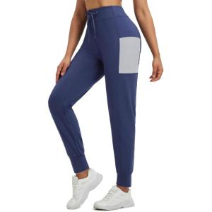 imagebaleaf Womens Fleece Lined Pants Thermal WaterResistant Winter Joggers Warm Running Athletic Sweatpants with PocketsNavy Blue