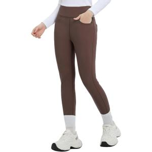 imagebaleaf Womens Thick Fleece Lined Leggings Winter Warm Jeggings Water Resistant High Waisted Tights Snow Pants 4 PocketsDark Brown