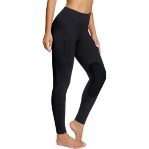 imagebaleaf Womens Winter Horse Riding Pants Fleece Breeches KneePatch Equestrian with Pockets Tights Horseback LeggingsBlack