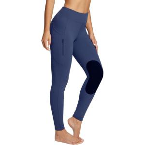 imagebaleaf Womens Winter Horse Riding Pants Fleece Breeches KneePatch Equestrian with Pockets Tights Horseback LeggingsBlue