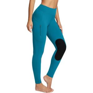 imagebaleaf Womens Winter Horse Riding Pants Fleece Breeches KneePatch Equestrian with Pockets Tights Horseback LeggingsLight Blue