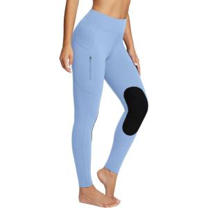 imagebaleaf Womens Winter Horse Riding Pants Fleece Breeches KneePatch Equestrian with Pockets Tights Horseback LeggingsPeacock Blue