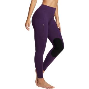 imagebaleaf Womens Winter Horse Riding Pants Fleece Breeches KneePatch Equestrian with Pockets Tights Horseback LeggingsPurple