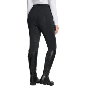 imagebaleaf Womens Winter Riding Pants Full Seat Breeches Fleece Horse Equestrian Tights Horseback Leggings Zipper PocketsBlackb