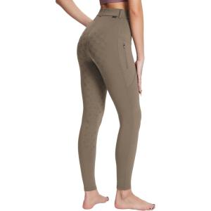 imagebaleaf Womens Winter Riding Pants Full Seat Breeches Fleece Horse Equestrian Tights Horseback Leggings Zipper PocketsBrown