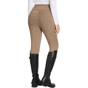 imagebaleaf Womens Winter Riding Pants Full Seat Breeches Fleece Horse Equestrian Tights Horseback Leggings Zipper PocketsBrownb