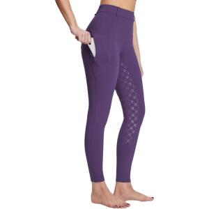 imagebaleaf Womens Winter Riding Pants Full Seat Breeches Fleece Horse Equestrian Tights Horseback Leggings Zipper PocketsPurple