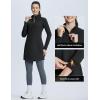 imagebaleaf Womens Fleece Dress Sweatshirt Winter Dress Tunic Long Warm Quarter Zip Up Pullover Jackets with Pocket OutdoorBlack
